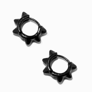 Icing Black 10MM Spike Hoop Earrings